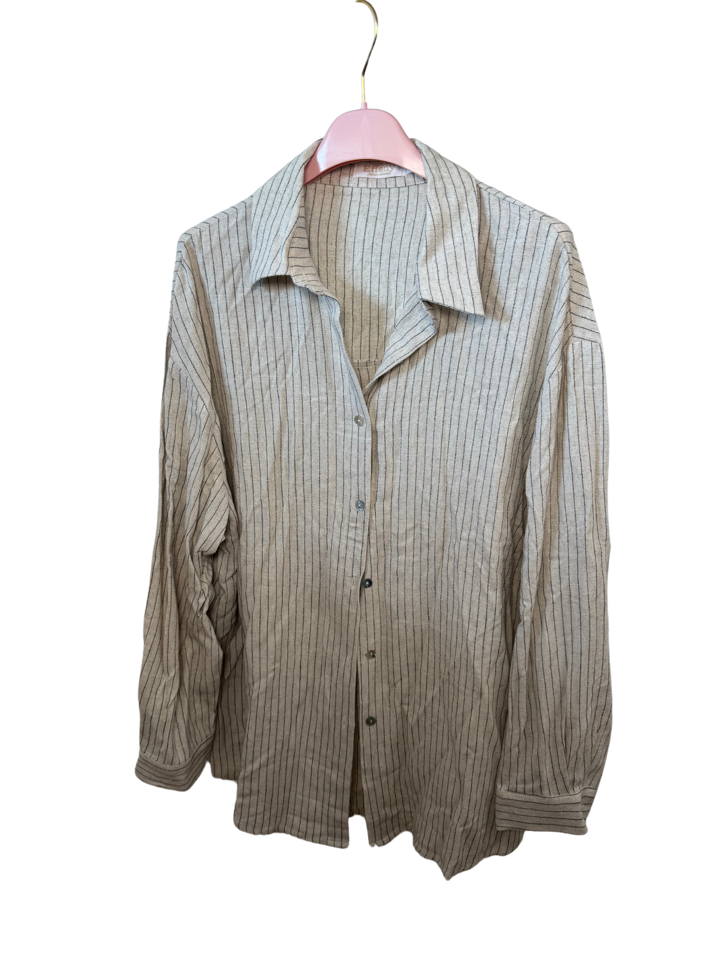 Gestreiftes Leinen Hemd beige