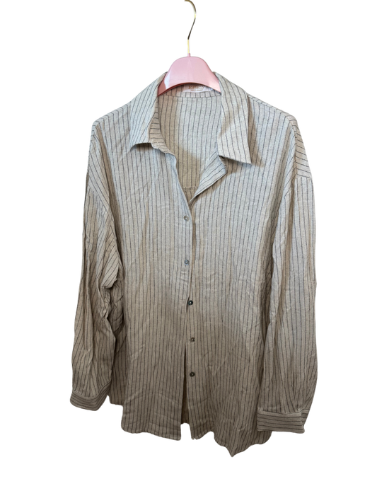 Gestreiftes Leinen Hemd beige