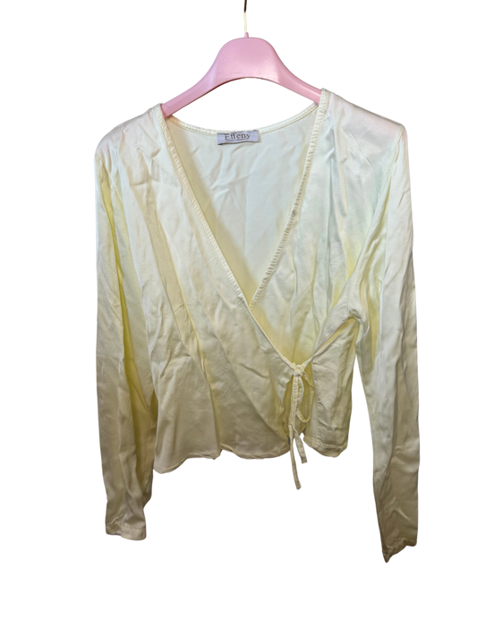 Satin Wickelbluse butter yellow