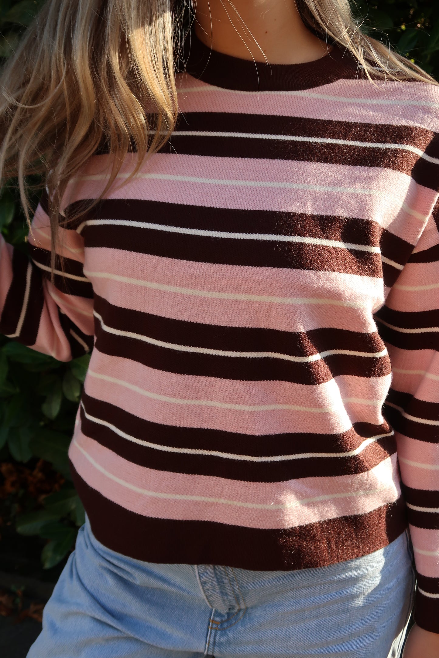 Pullover rosa braun gestreift