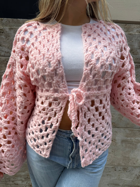 Strickjacke crochet rosa