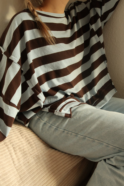 Dünnes Sweatshirt blau braun