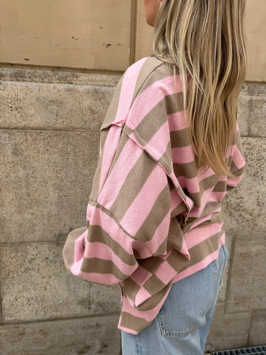 Dünnes Sweatshirt rosa braun