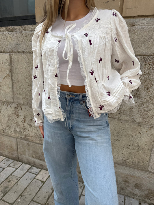 Bluse mit Schleifen bordeaux