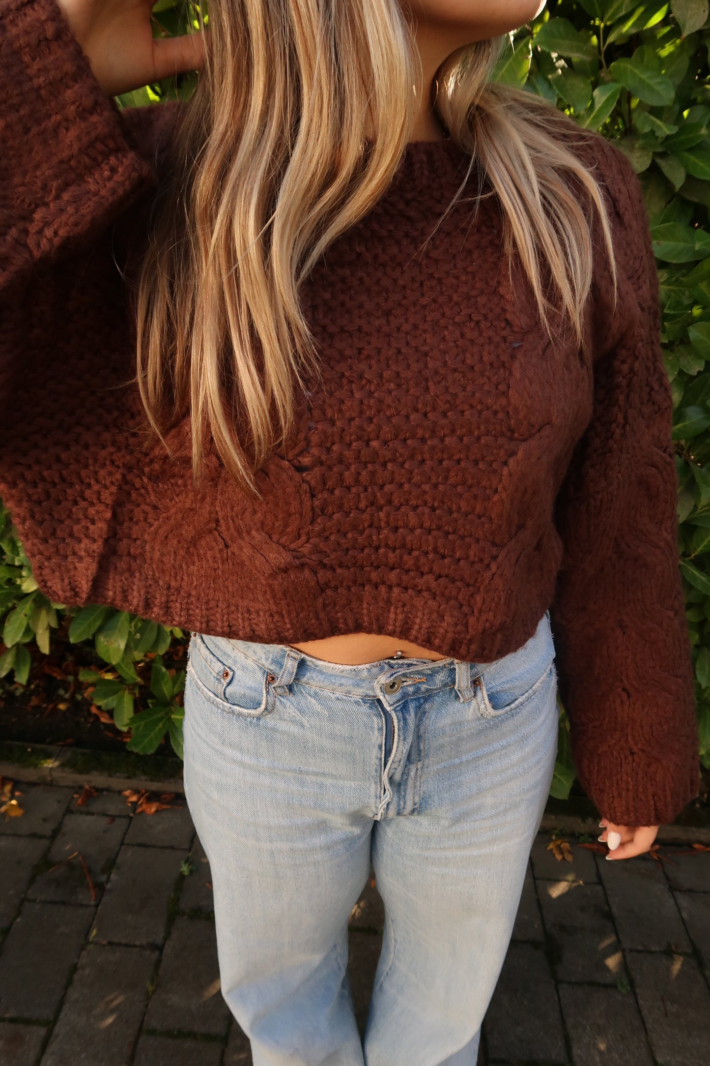 Pullover cuddle short braun