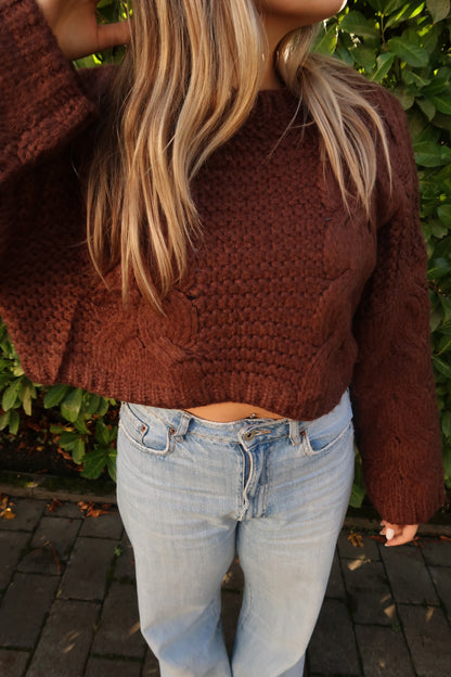 Pullover cuddle short braun