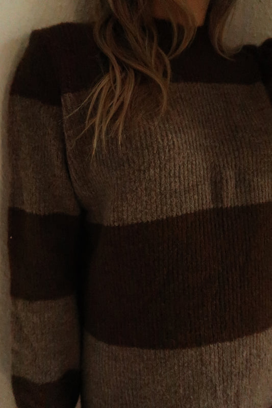 Strickkleid Streifen braun