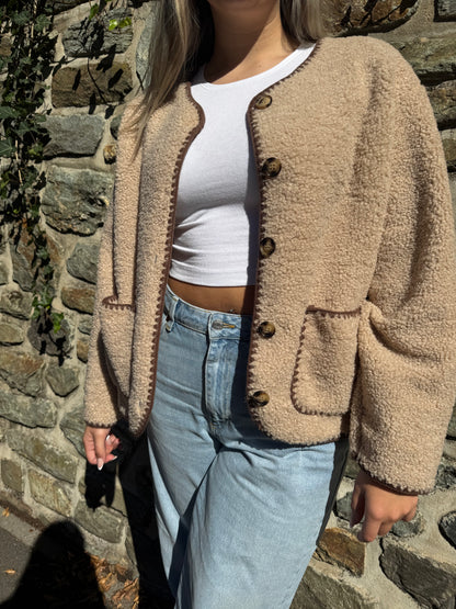 Teddyjacke beige mit Nähten