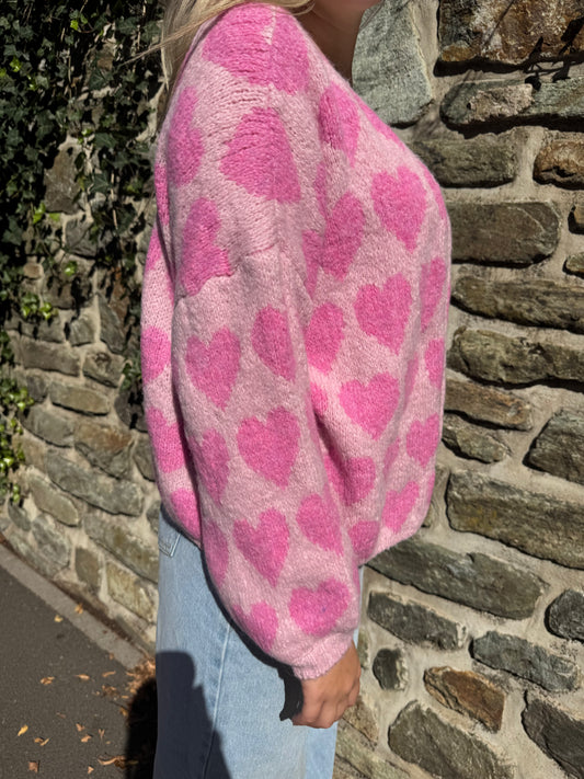 Strickjacke Herzchen rosa