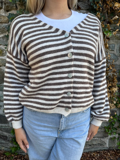 Strickjacke mit Streifen beige braun