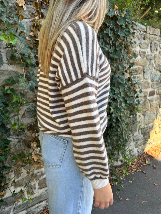 Strickjacke mit Streifen beige braun