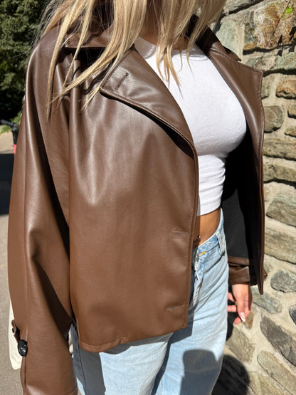Leder Trenchcoat short