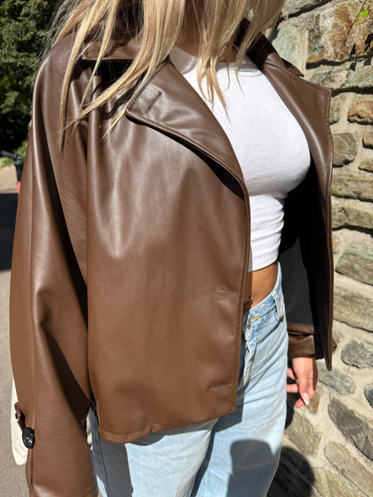 Leder Trenchcoat short