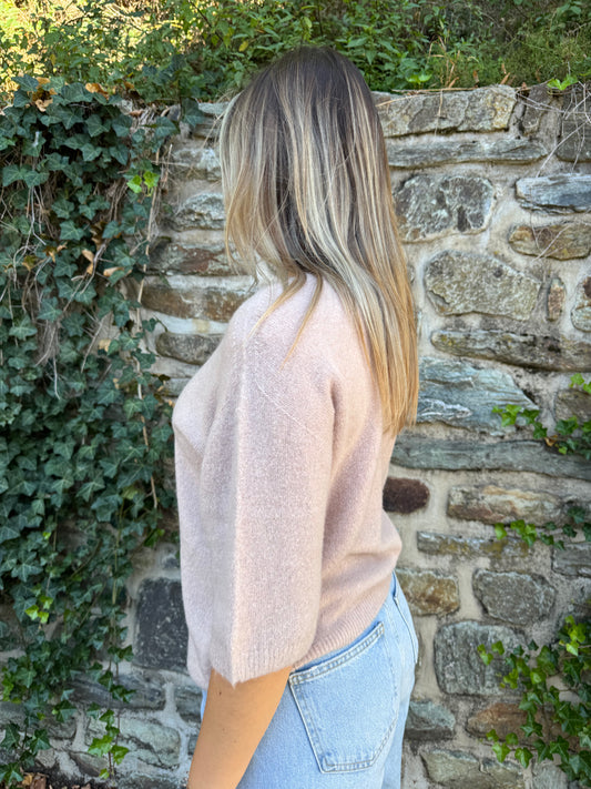 Kurzarm Pullover beige