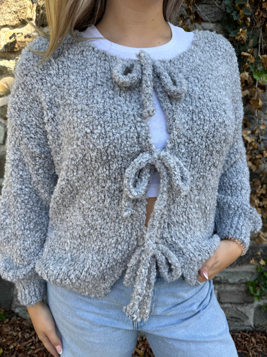 Strickjacke Boucle grau