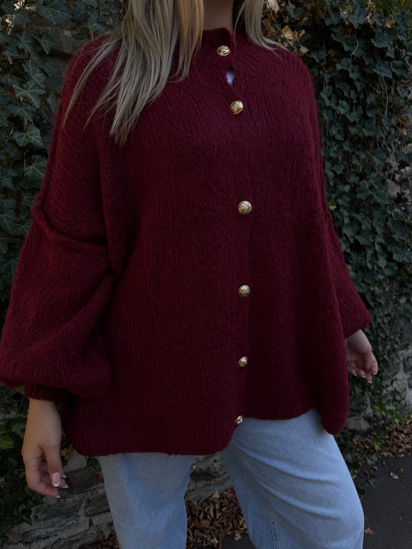 kuschelige Strickjacke bordeaux