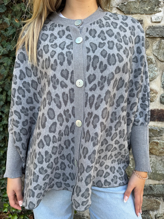 Strickjacke mit Knöpfen Leo grau
