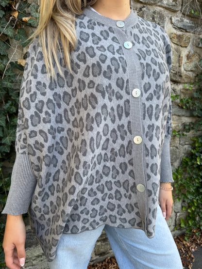 Strickjacke mit Knöpfen Leo grau
