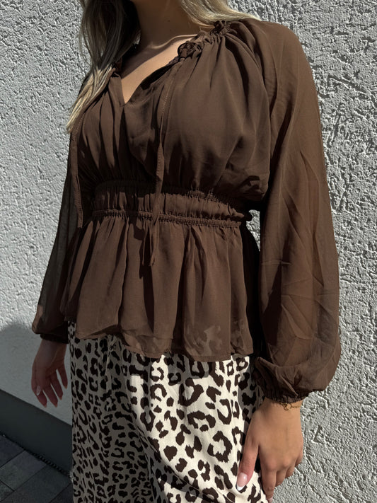 Schößchenbluse schokobraun