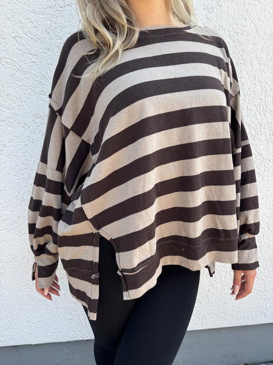 Dünnes Sweatshirt braun beige