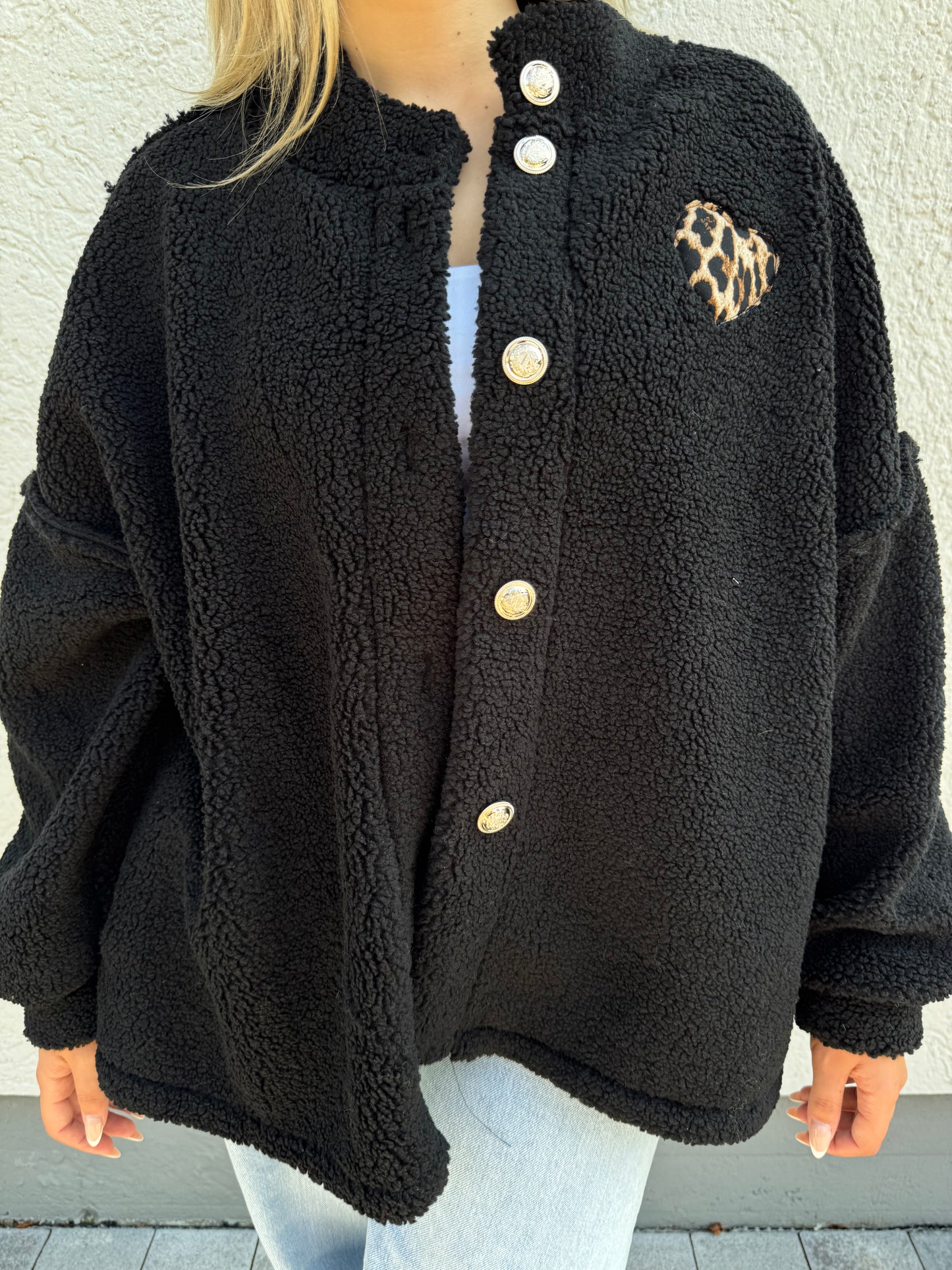 Teddyjacke mit Herz schwarz
