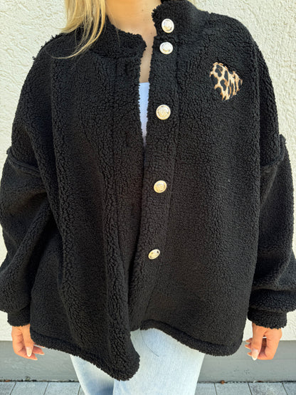 Teddyjacke mit Herz schwarz