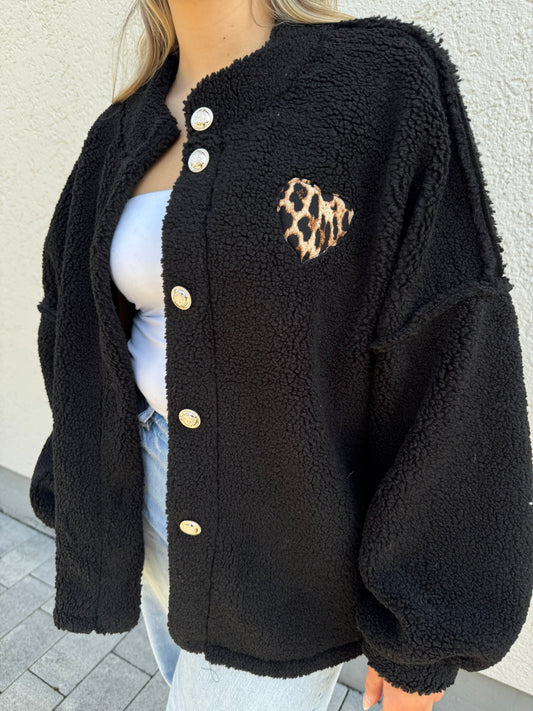 Teddyjacke mit Herz schwarz