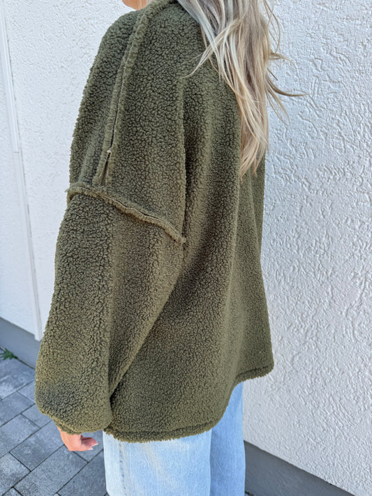 Teddyjacke mit Herz khaki