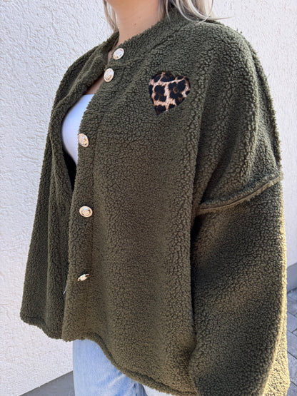 Teddyjacke mit Herz khaki