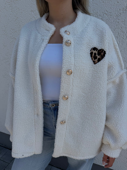 Teddyjacke mit Herz creme