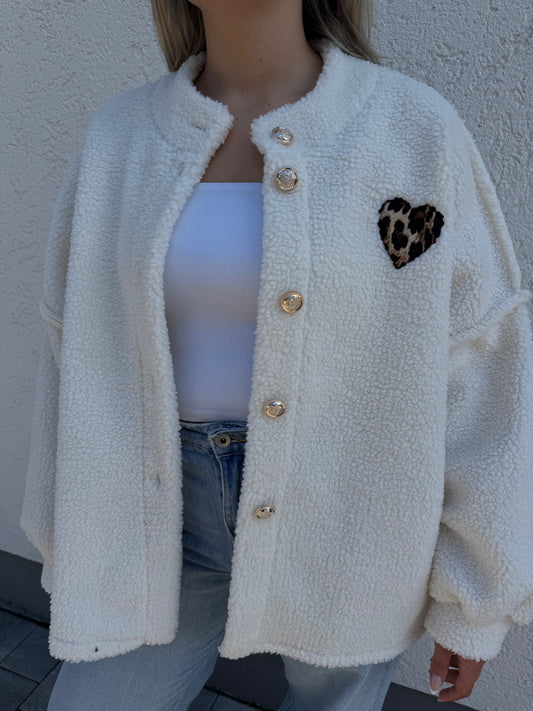 Teddyjacke mit Herz creme