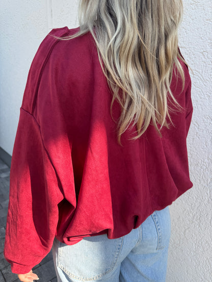 Oversize Wildlederjacke bordeaux