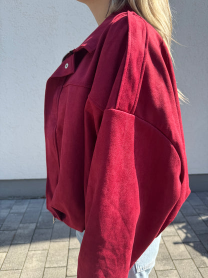 Oversize Wildlederjacke bordeaux