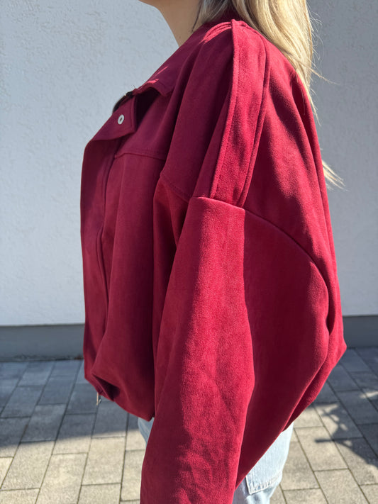Oversize Wildlederjacke bordeaux