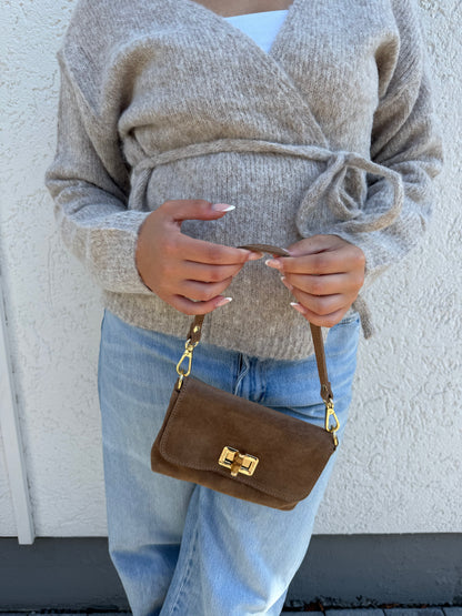 Wildleder Umhängetasche taupe