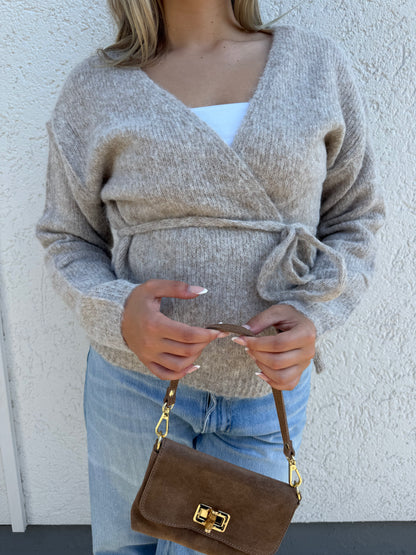 Wickeltraum Strickjacke taupe