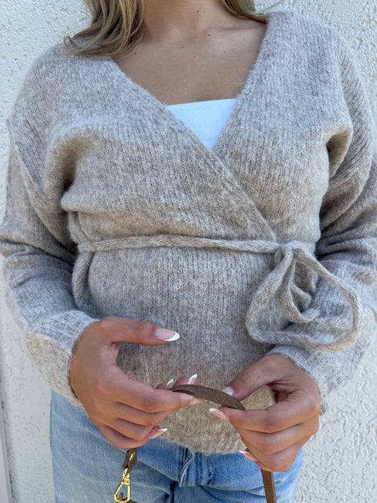 Wickeltraum Strickjacke taupe