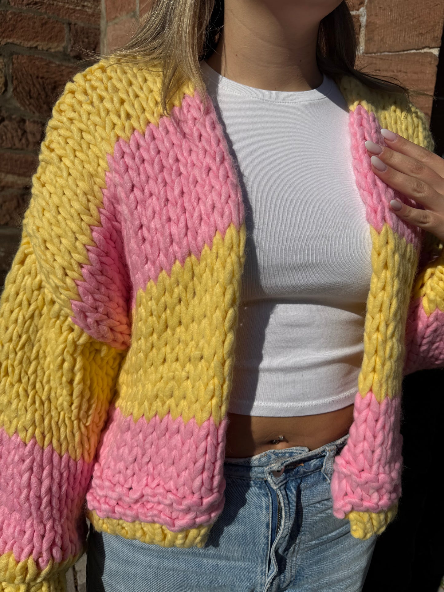 Grobstrick Cardigan gelb