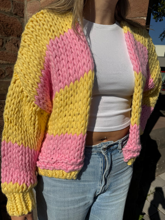 Grobstrick Cardigan gelb