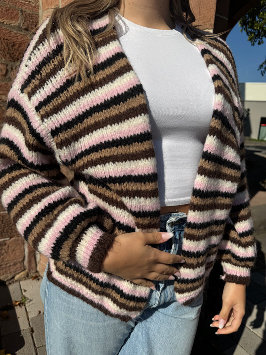 Strickjacke brown stripes