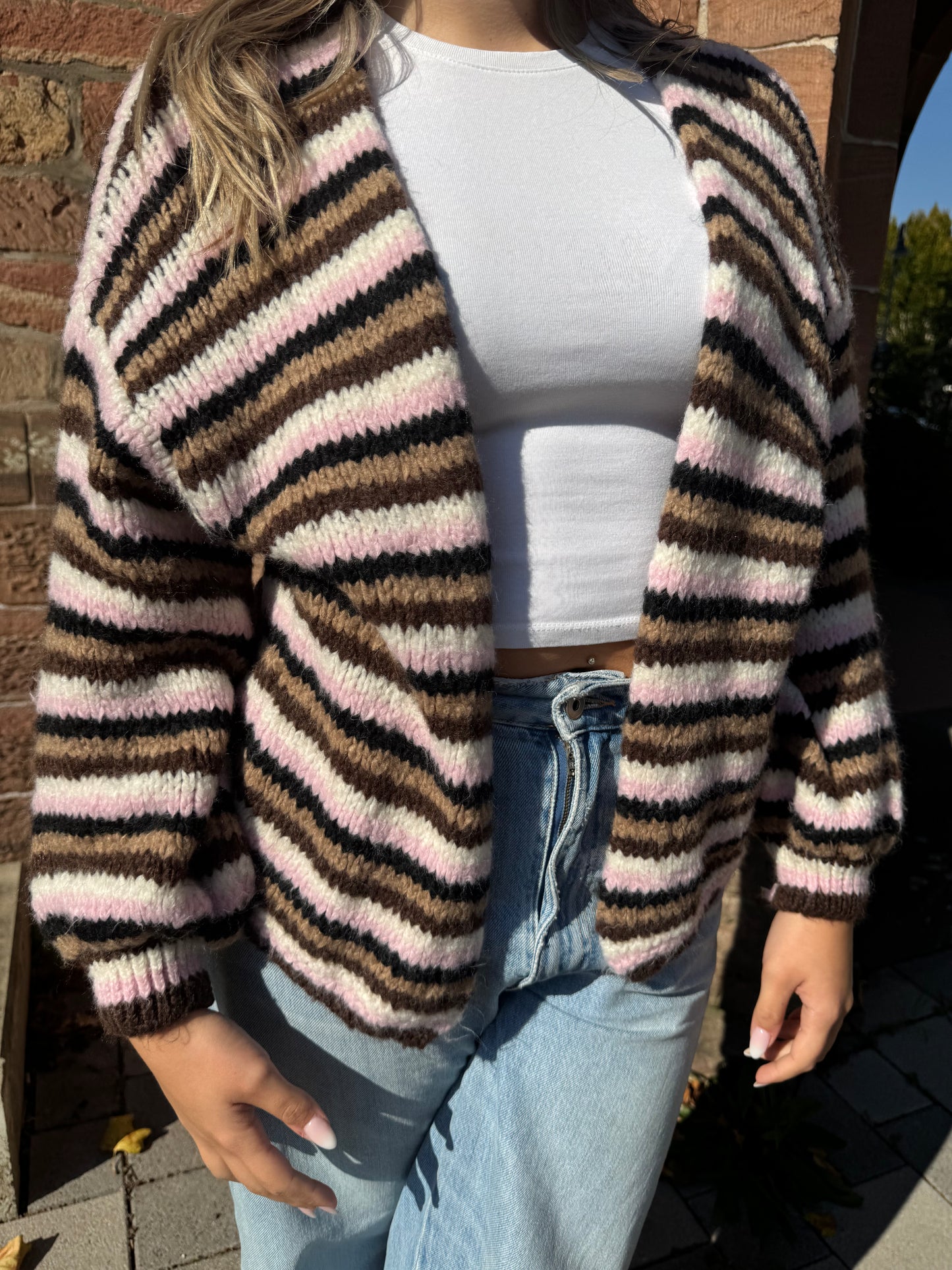 Strickjacke brown stripes