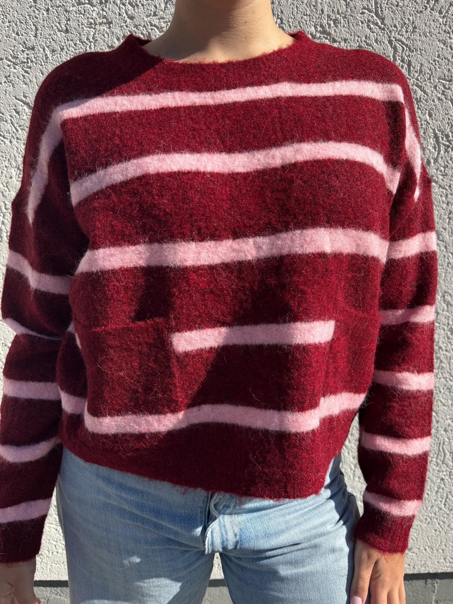 Pullover back stripes weinrot