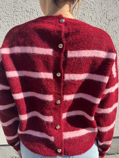 Pullover back stripes weinrot