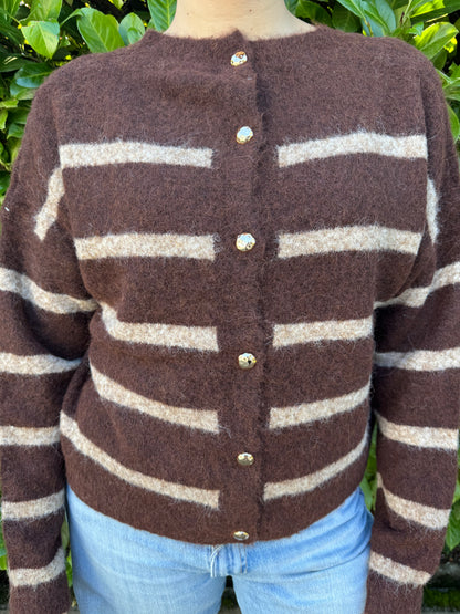 Pullover back stripes braun