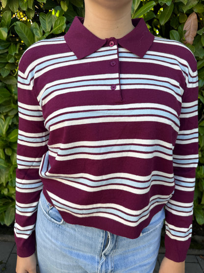 Polo Shirt stripes weinrot