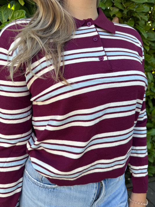 Polo Shirt stripes weinrot