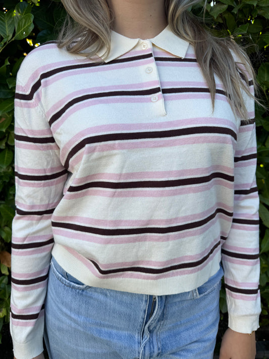 Polo Shirt stripes rosa