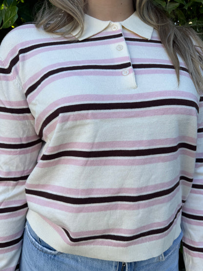 Polo Shirt stripes rosa