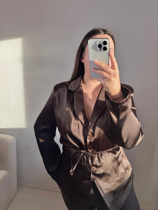 Satin Blazer mit Bindeband