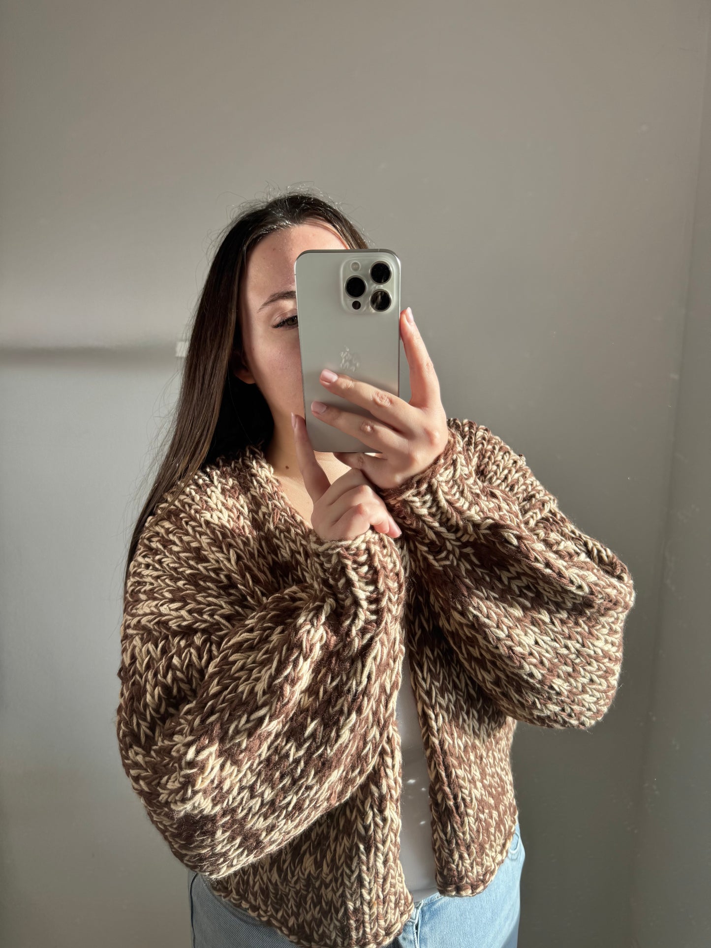 Handmade Strickjacke braun